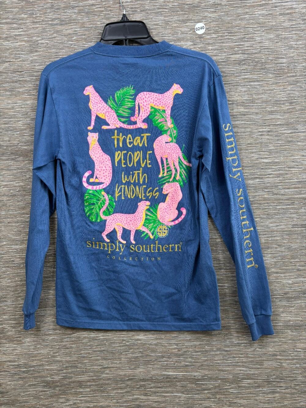 Simply Southern T-Shirt Womens S Blue Long Sleeve "Treat People With Kindness"